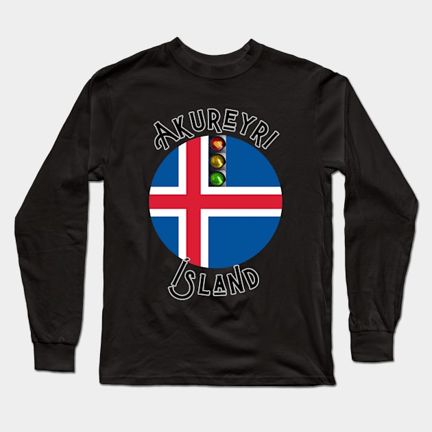 Akureyri Iceland Traffic Island Lovelight T-Shirt Long Sleeve T-Shirt by SailorsDelight